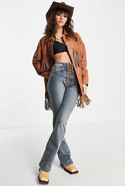 Chaqueta extragrande con flecos de cuero auténtico de Barney's Originals