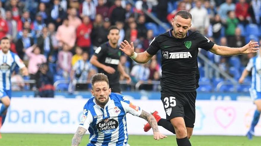 Instantánea del último enfrentamiento entre Deportivo y Málaga CF en Riazor.