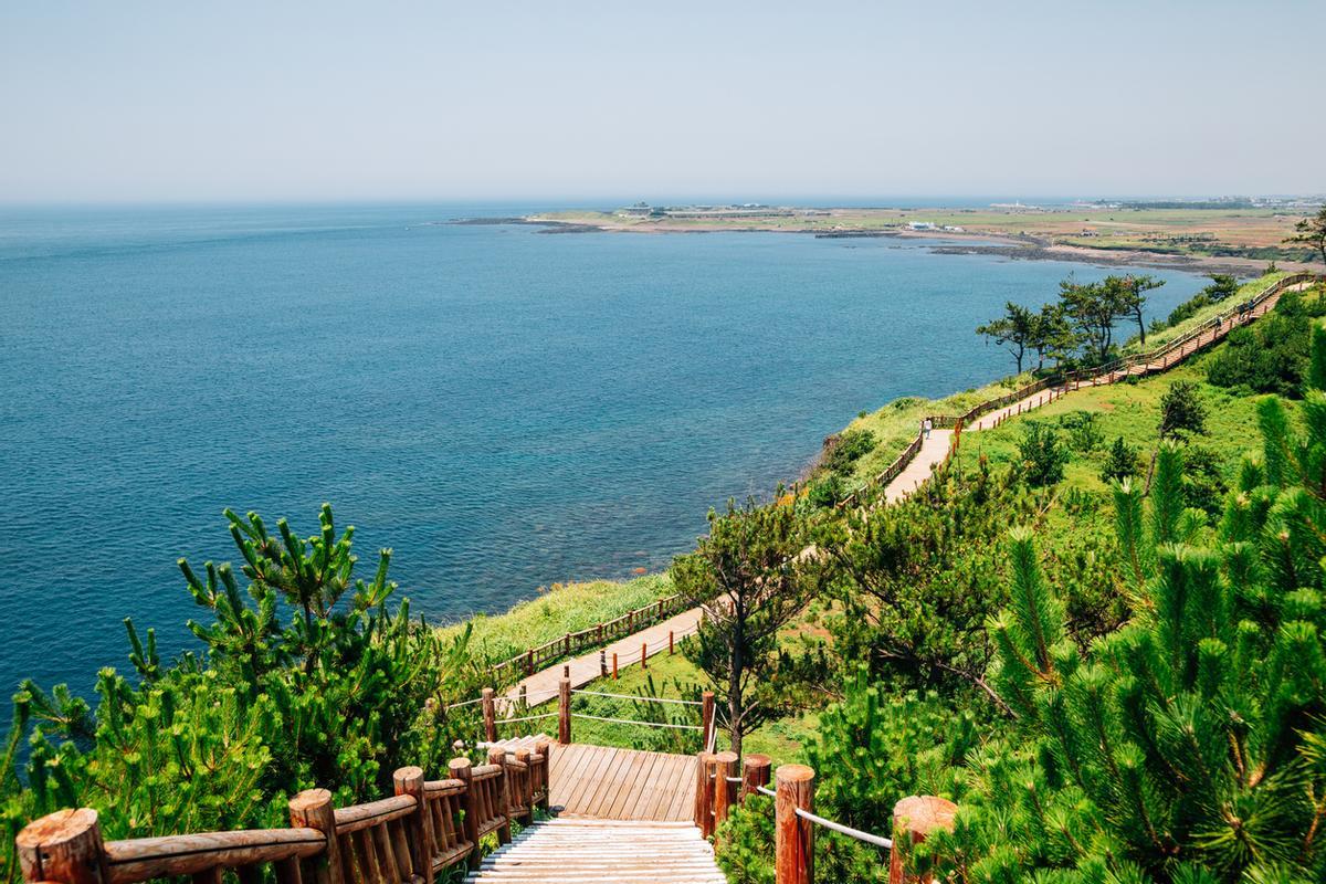 El Camino Jeju Olle es una red de senderismo de 437 km en la isla de Jeju compuesta por 27 rutas que exploran la naturaleza y cultura local