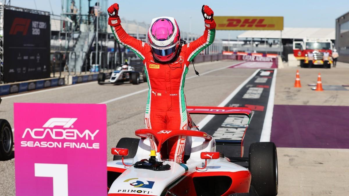 Marta García (Prema Racing), celebrando su primera victoria en la F1 Academy en Austin