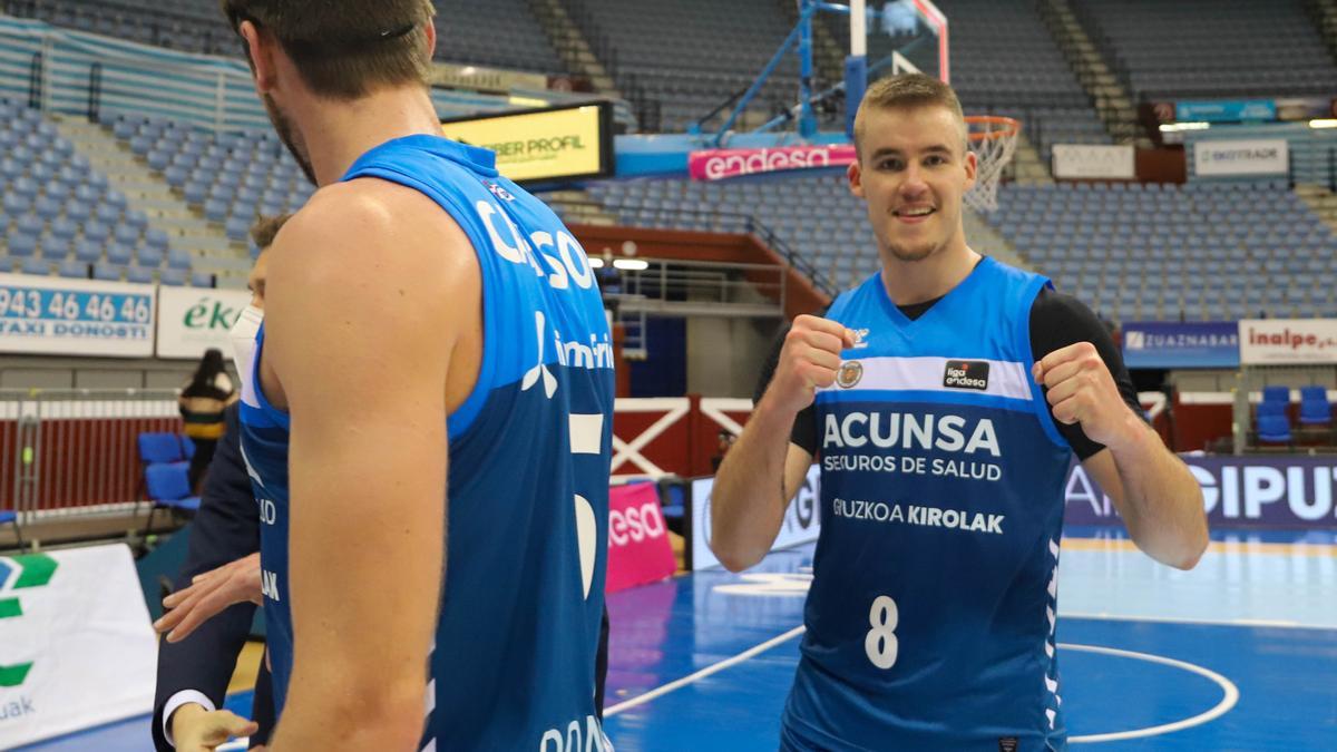 Dino Radoncic celebra un triunfo del Gipuzkoa.