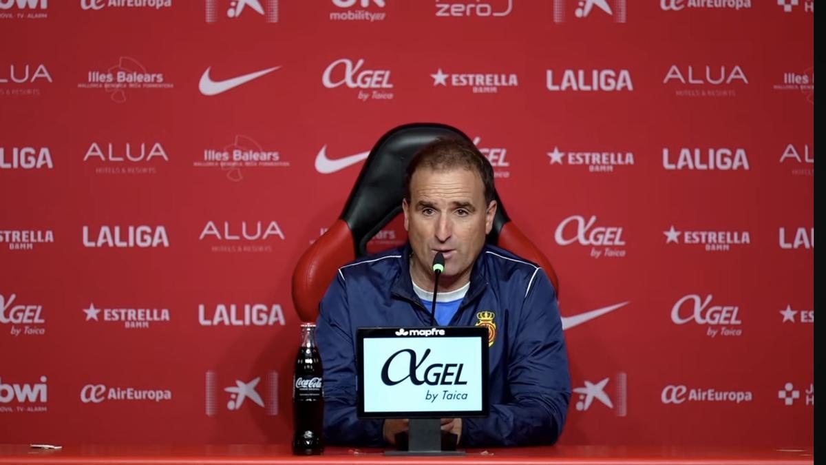 Jagoba Arrasate, durante la rueda de prensa de este sábado en Son Moix.