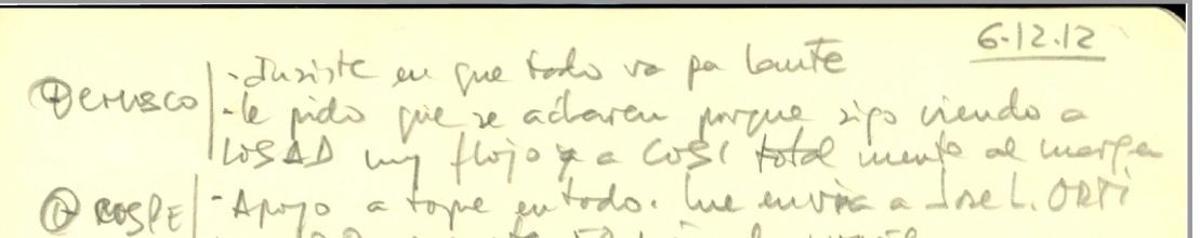 Anotación de Villarejo sobre Ignacio Cosidó