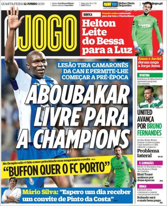 Portada O JOGO miércoles 12 de junio de 2019