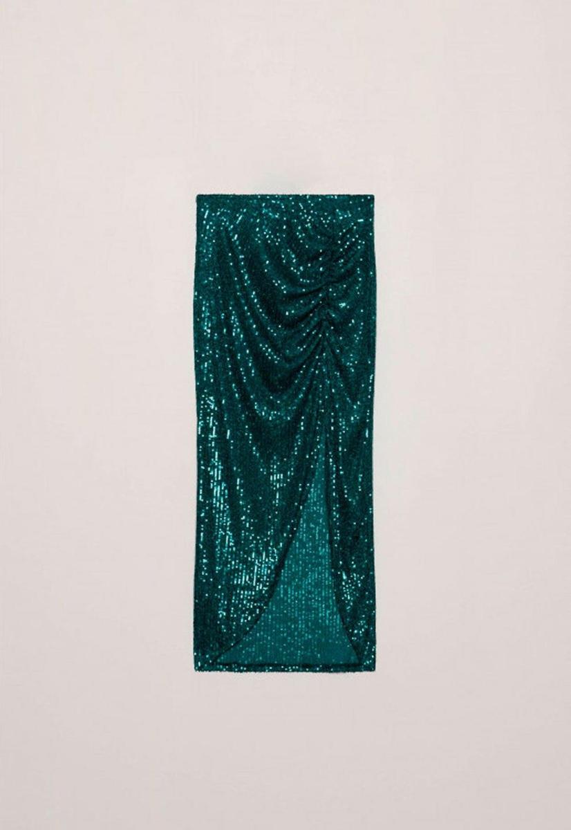 Falda verde de lentejuelas de Mulaya (precio: 25,99 euros)