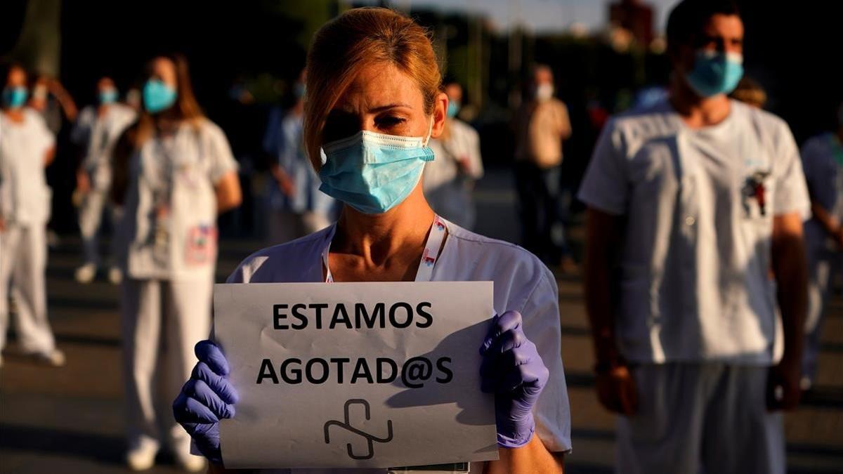 Protesta del personal sanitario del Hospital La Paz de Madrid