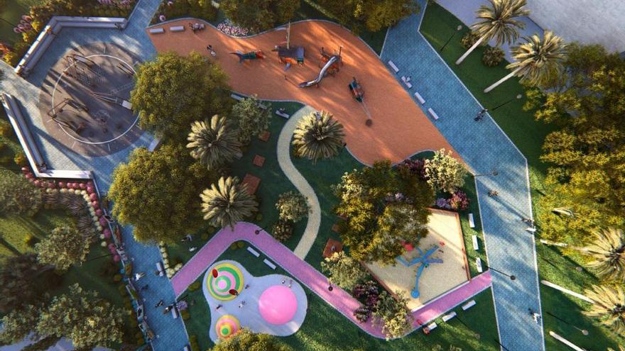 Panorámica de cómo quedará la plaza del Rocío cuando sea recuperada como un jardín de 4.200 metros cuadrados.