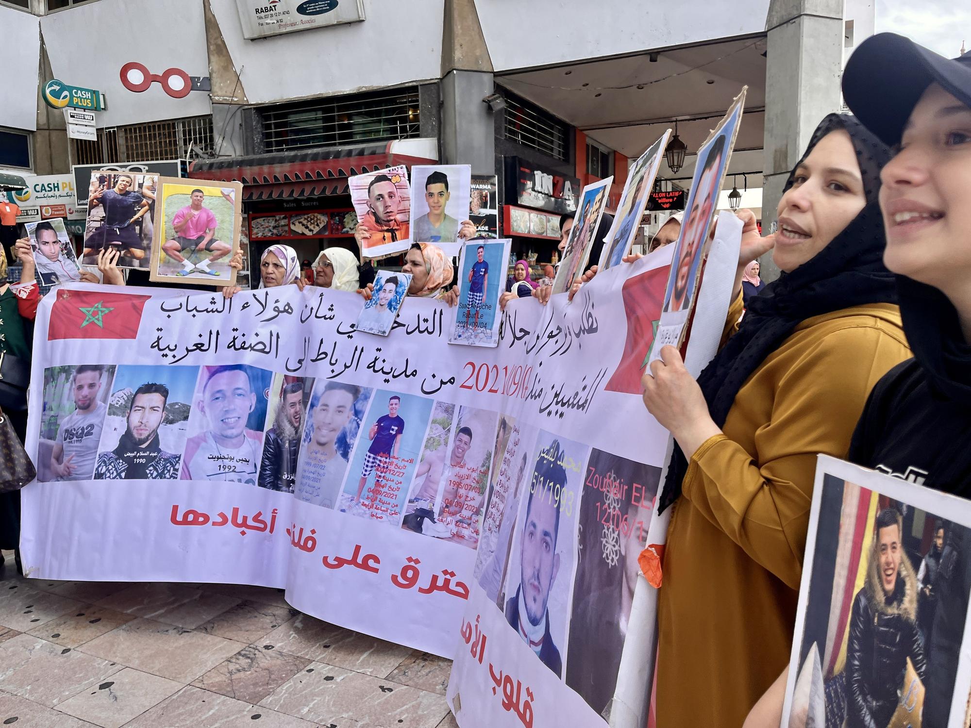 Manifestación en Rabat de madres de hijos e hijas desaparecidos cuando intentaban llegar a Europa.