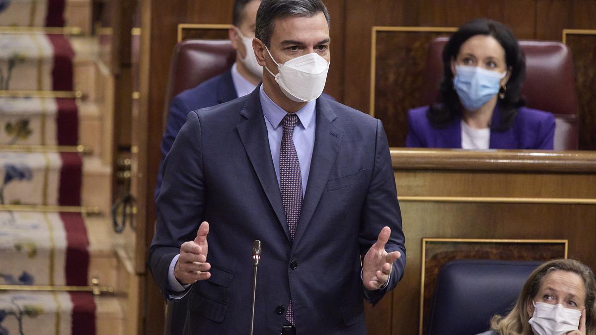 El presidente del Gobierno, Pedro Sánchez, en el Congreso.