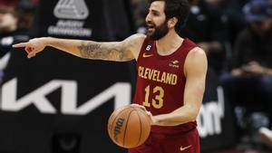 Ricky Rubio, en una imagen de archivo, con la camiseta de los Cavaliers