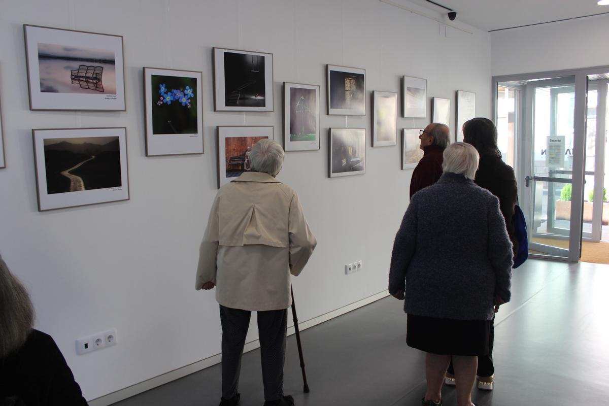 Un grupo de mayores observando unos cuadros