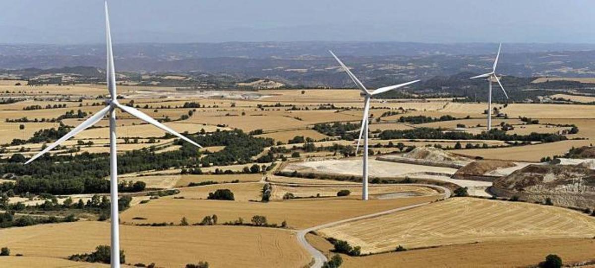 Imatge aèria del parc eòlic de l'Alta Anoia