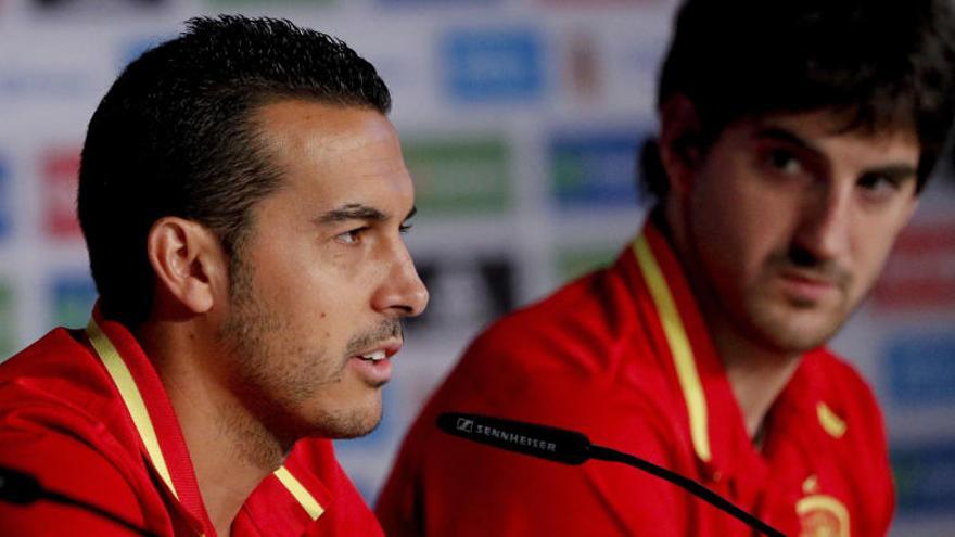 Pedro y San José, durante la rueda de prensa de la Eurocopa.