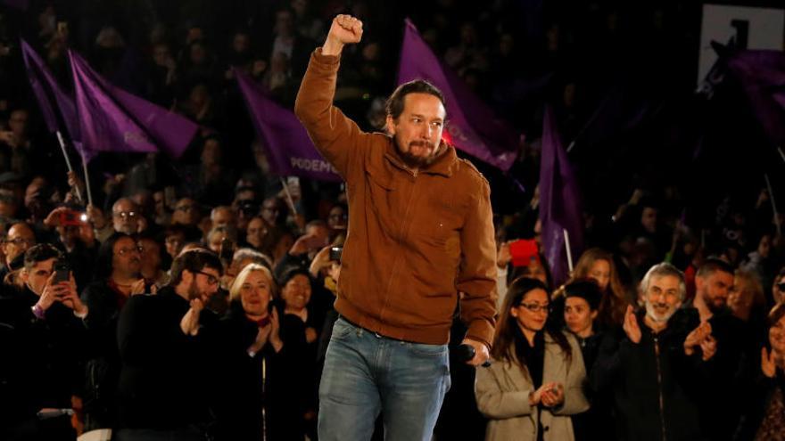 Iglesias durante el cierre de campaña de Unidas Podemos.