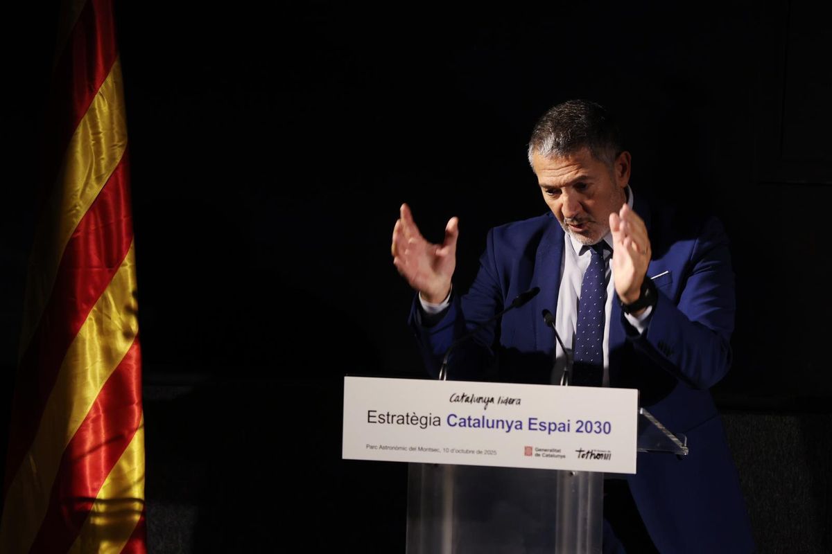 El conseller dEmpresa i Treball, Miquel Sàmper, en la presentación de la estrategia Catalunya Espai 2030 El conseller dEmpresa i Treball, Miquel Sàmper, en la presentación de la estrategia Catalunya Espai 2030