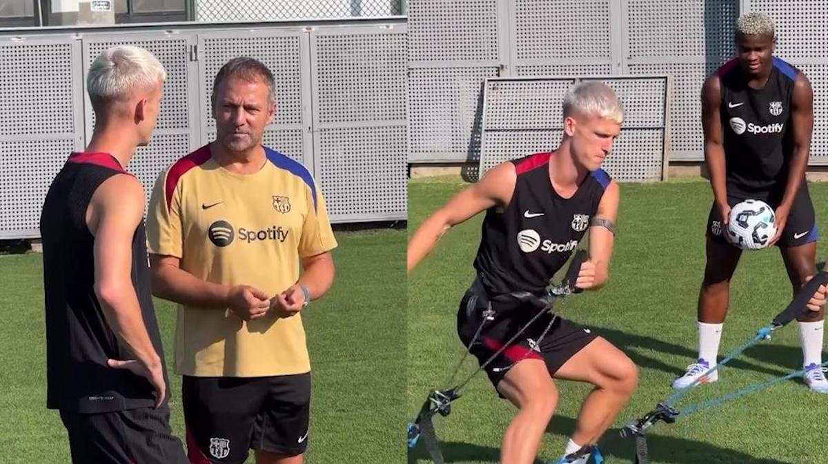 Dani Olmo ya entrena a las órdenes de Hansi Flick