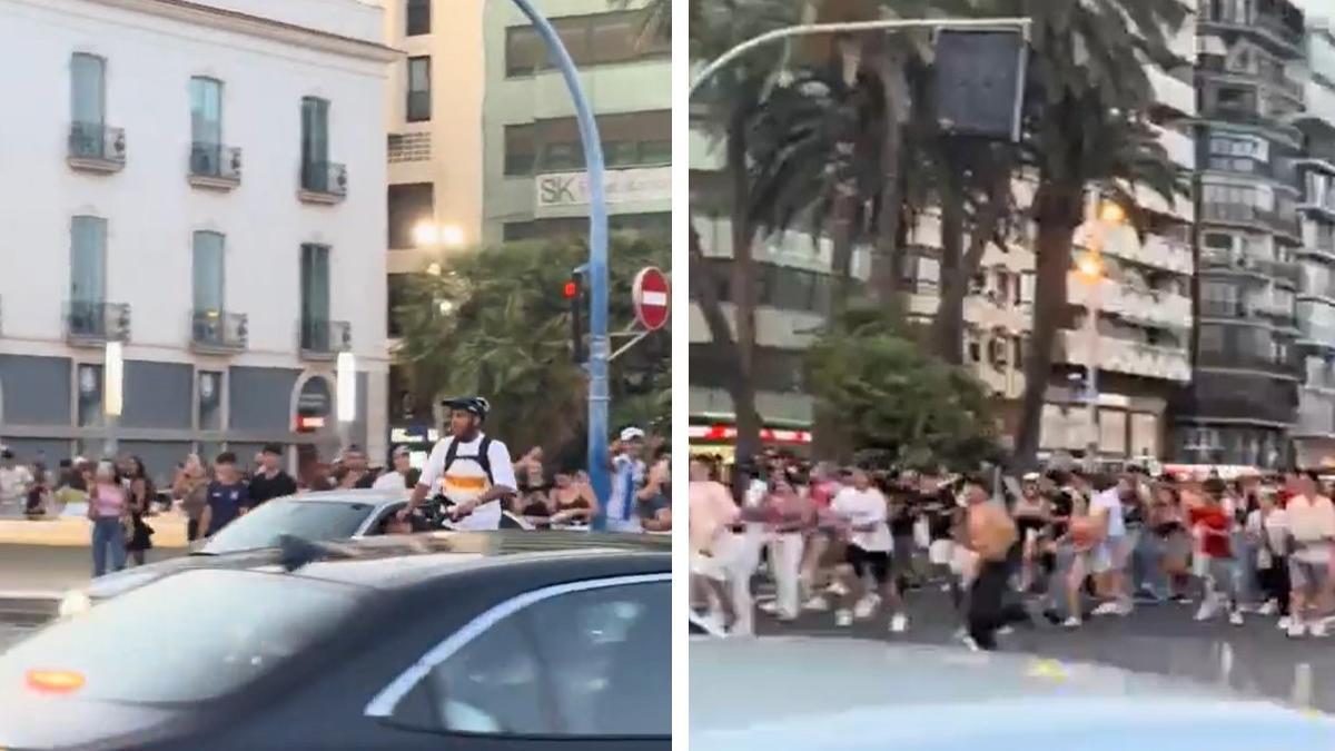 Locura juvenil en Alicante por el paso de dos creadores de contenido en patinete.