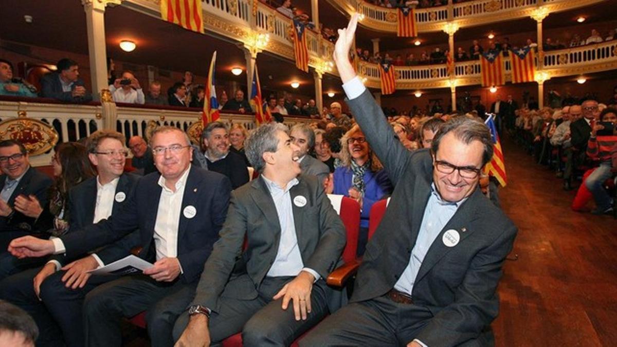 Artur Mas y Francesc Homs, en un mitin de Democràcia i Llibertat en Reus.