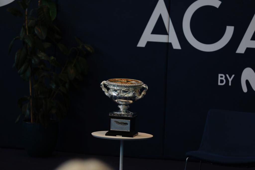 Rafa Nadal con su 21 Grand Slam en su academia de Manacor