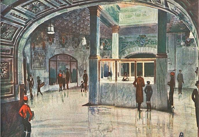 Vestíbulo del metro de Madrid en 1924.