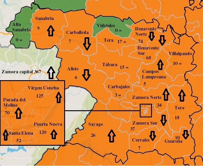 Mapa de contagios COVID por zonas básicas de salud