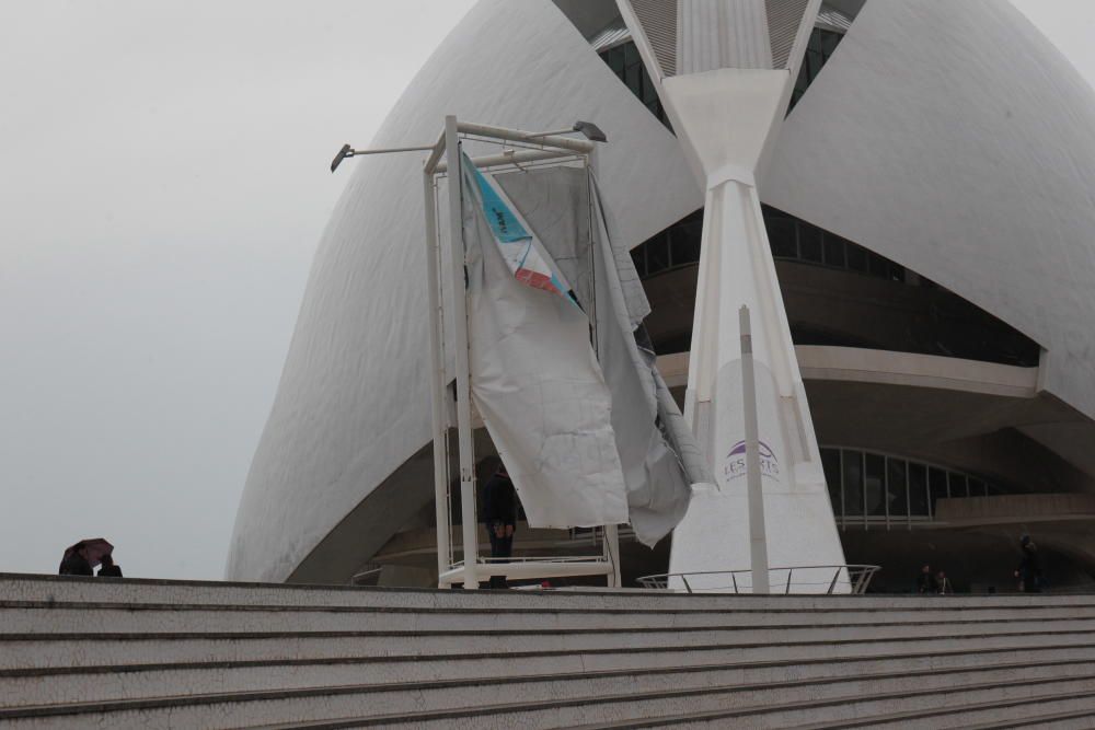 Temporal de lluvia y viento en Valencia