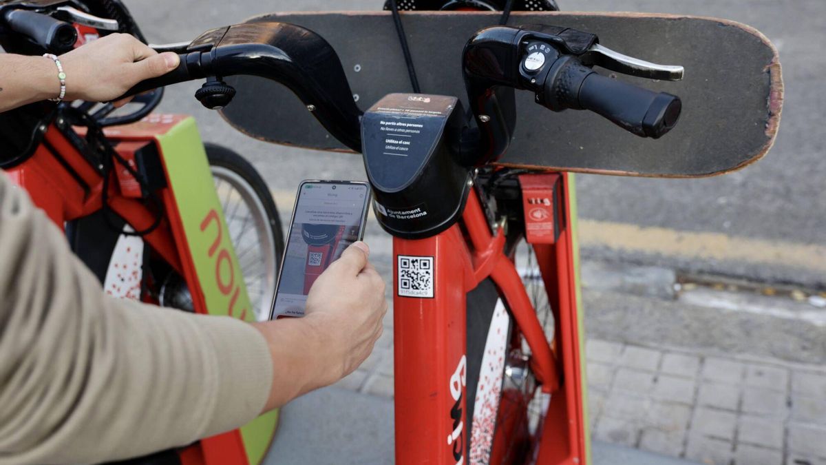 Estación de Bicing en Barcelona.