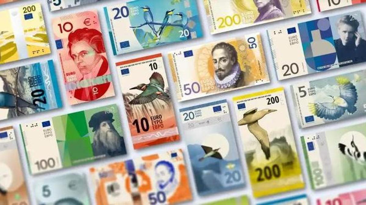 Nuevos diseños del Banco Central Europeo para los billetes de euro.