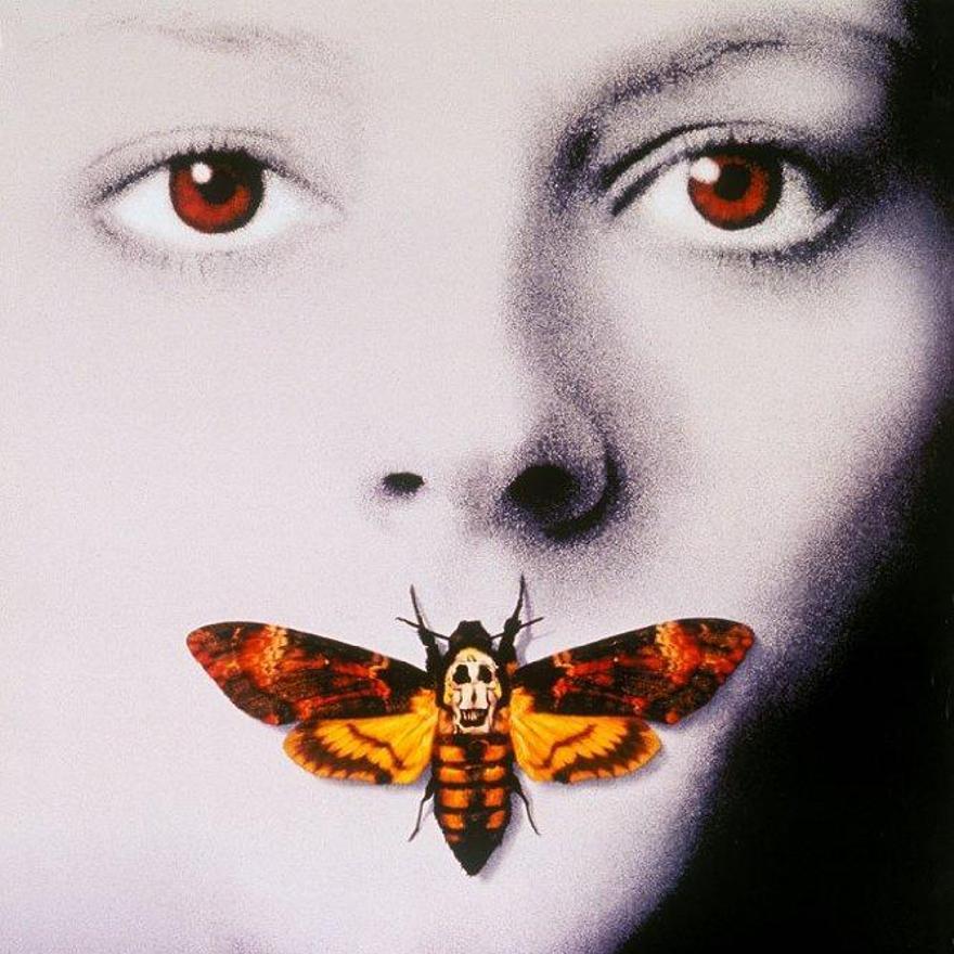 Imagen del cartel de la película &#039;El silencio de los corderos&#039;, de 1991, con la Acherontia Atropos como emblema del filme
