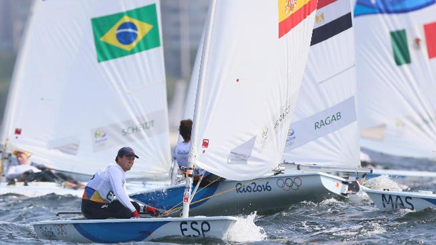 Joaquín Blanco, ayer, durante su primera regata olímpica.