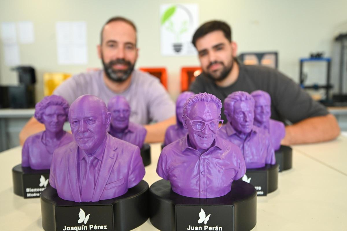 Los bustos creados para los reconocimientos de la Fundación Síndrome de Dravet del Parque Científico de la UMH de Elche