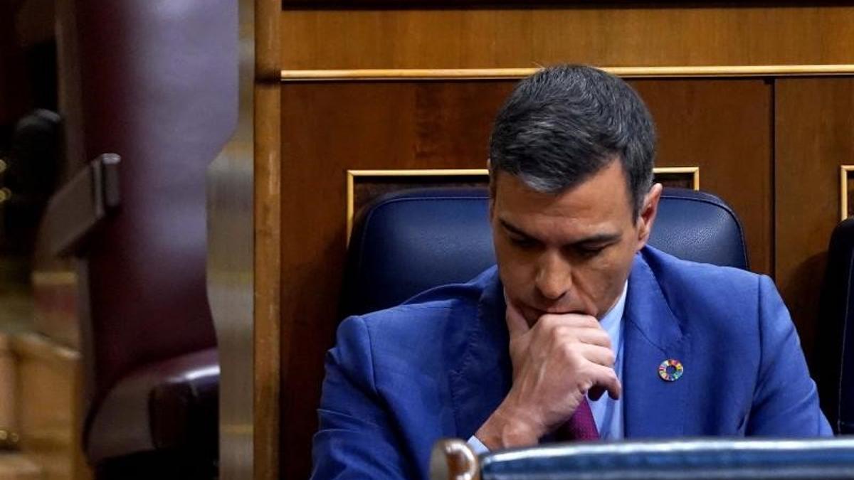 El presidente del Gobierno, Pedro Sánchez, en su escaño durante la primera jornada del debate sobre el estado de la nación, el pasado 13 de julio de 2022 en el Congreso.