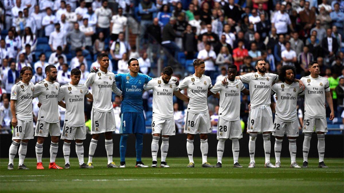 El Real Madrid, antes de arrancar el partido