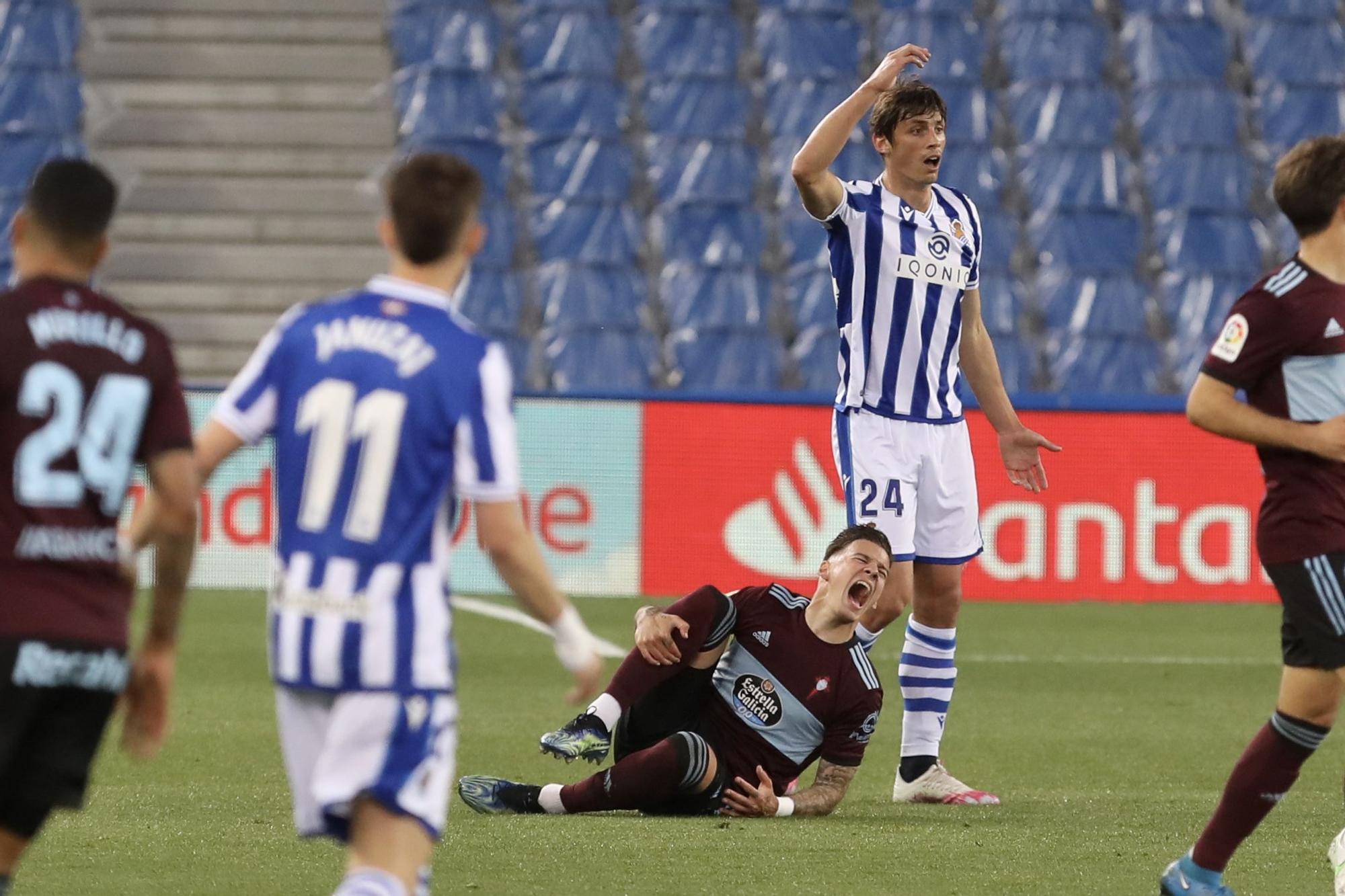 Jugadores, lances, duelos y goles del Real Sociedad-Celta en imágenes