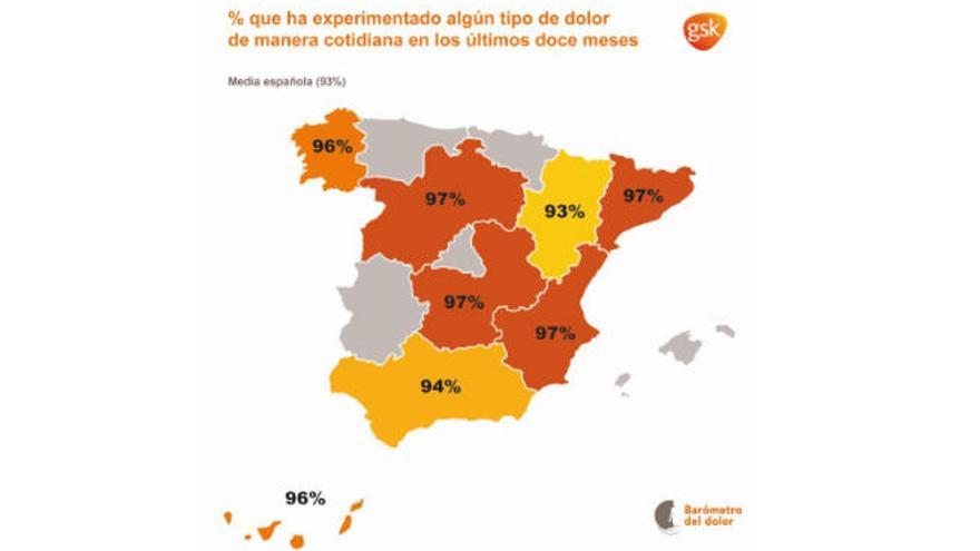 Mapa del dolor en España.