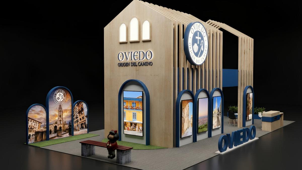 Recreación del diseño del stand de Oviedo para la próxima edición de Fitur.