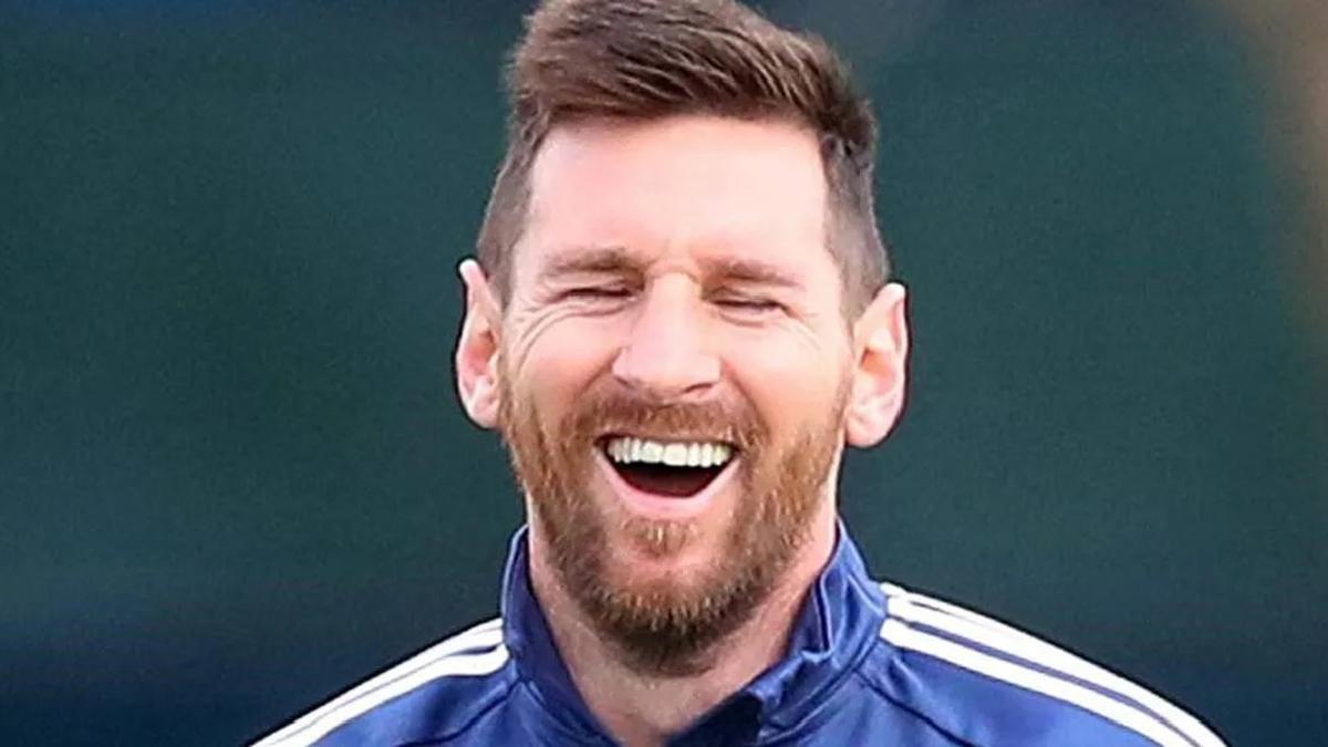 Leo Messi, riéndose a carcajadas