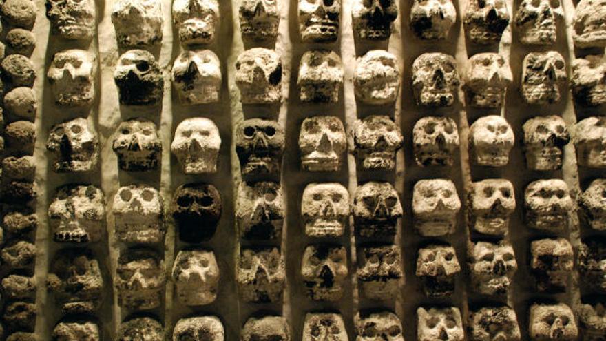 Calaveras del Templo Mayor de los aztecas en México-Tenochtitlan.