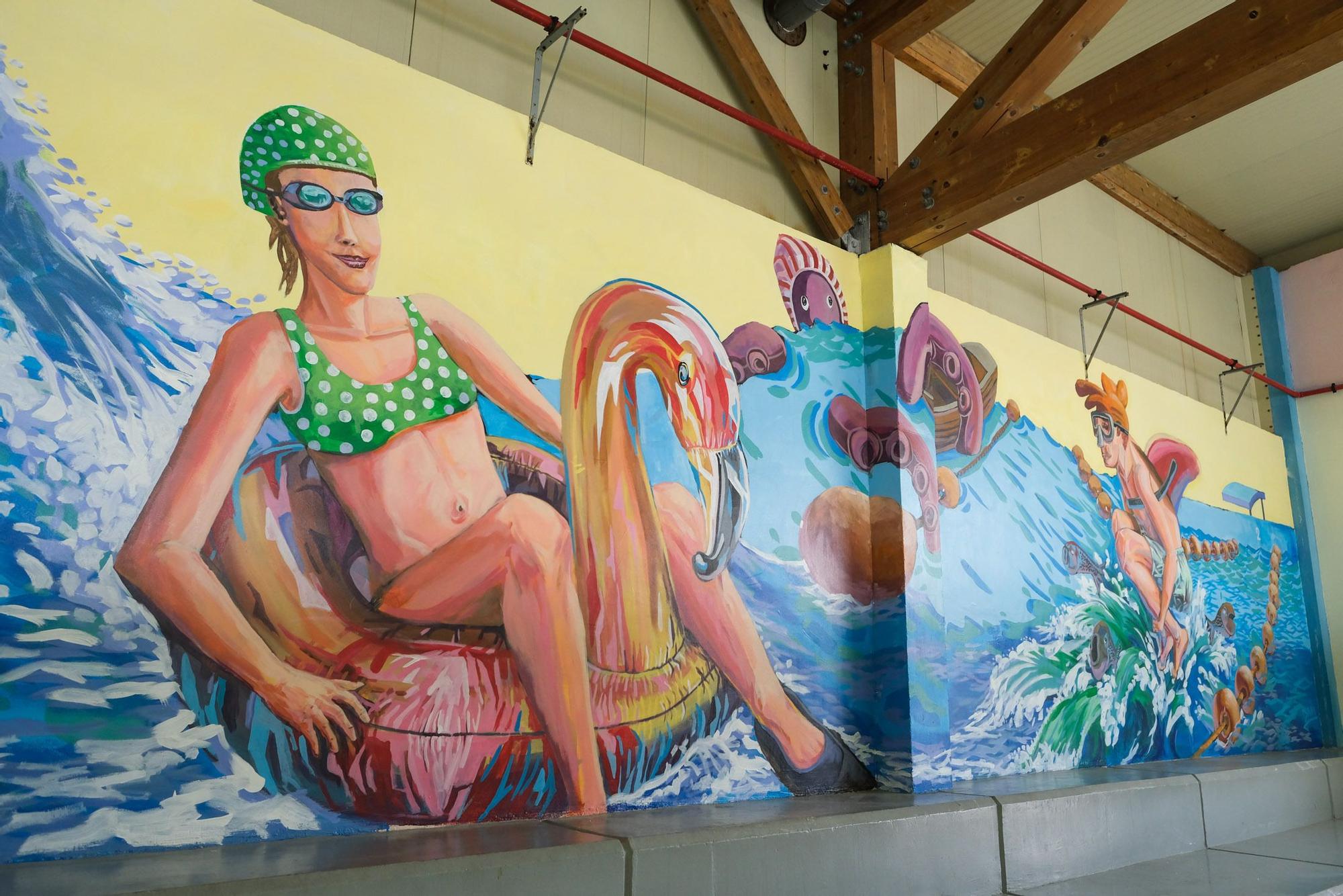 Mural en la piscina de La Isleta