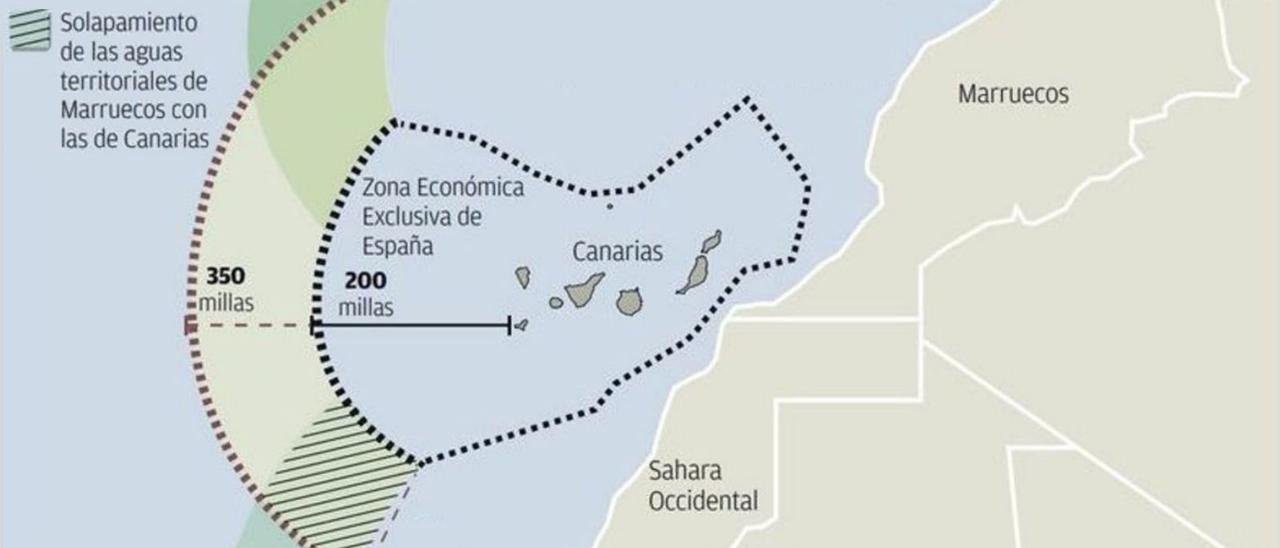 Mapa Zona Económica Exclusiva de España en Canarias. | | LP/DLP