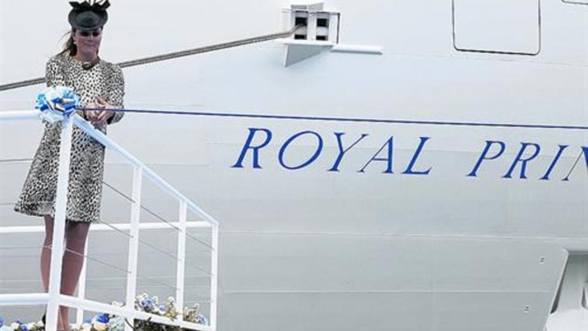 Catalina, en su último acto público, la botadura del barco 'Royal Princess', el jueves pasado en Southampton.