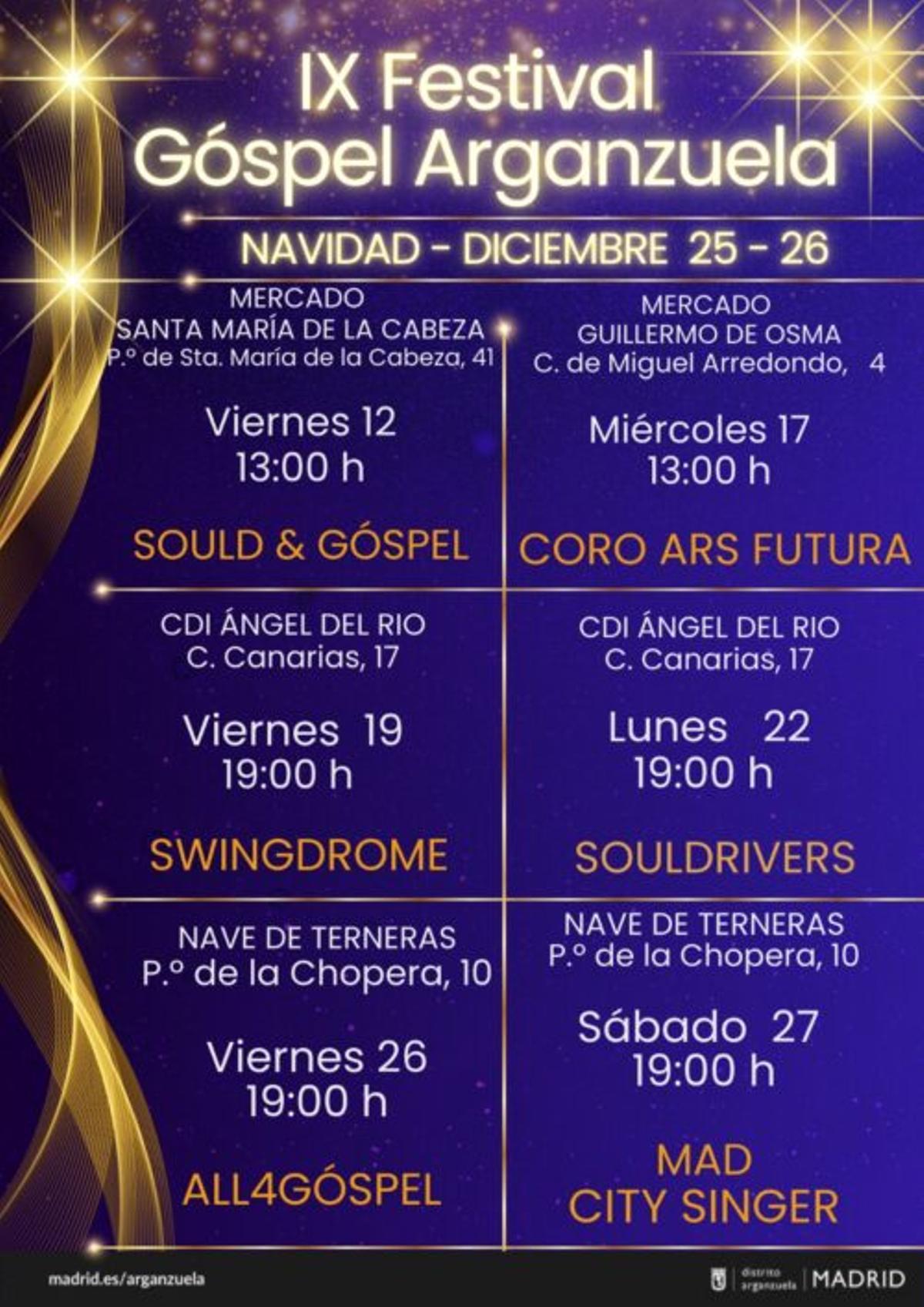 Cartel IX Festival Góspel Arganzuela