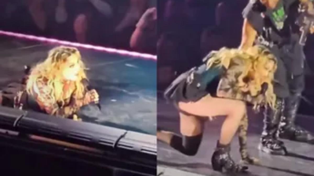 Madonna sufre una caída en el escenario