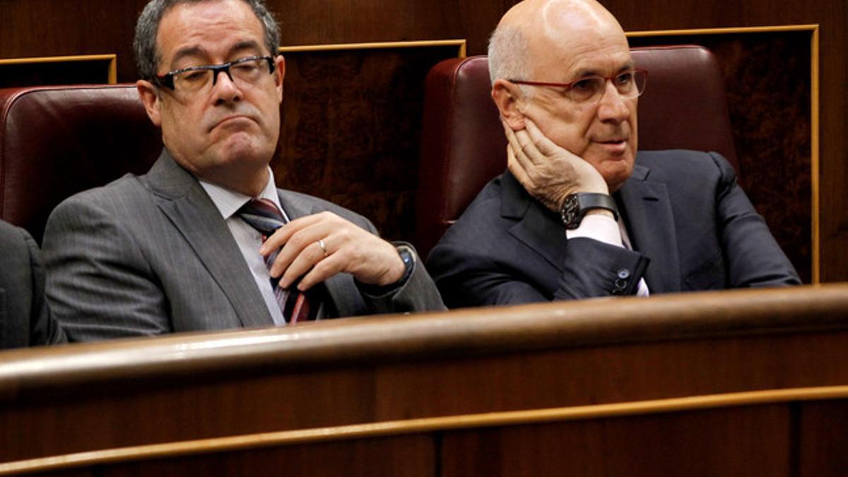 Pere Macias y Josep Antoni Duran Lleida, en el Congreso.