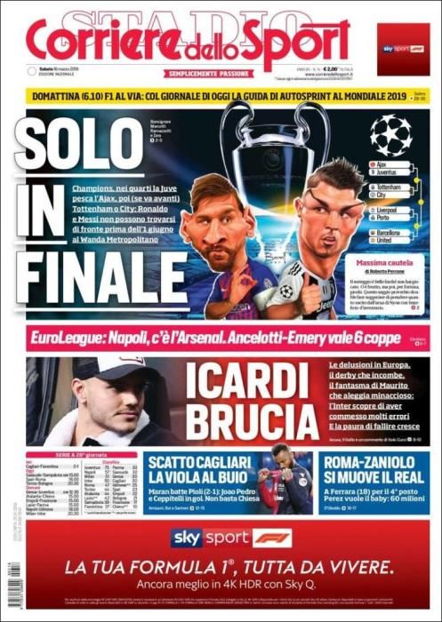 Portada CORRIERE DELLO SPORT sábado 16 marzo 2019