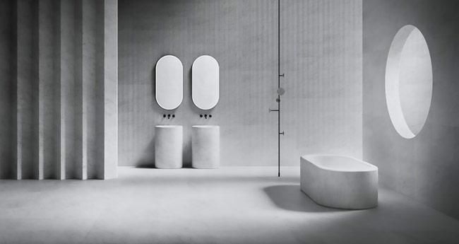 Piezas de pared de mármol 'Plisé' para baño, de Salvatori