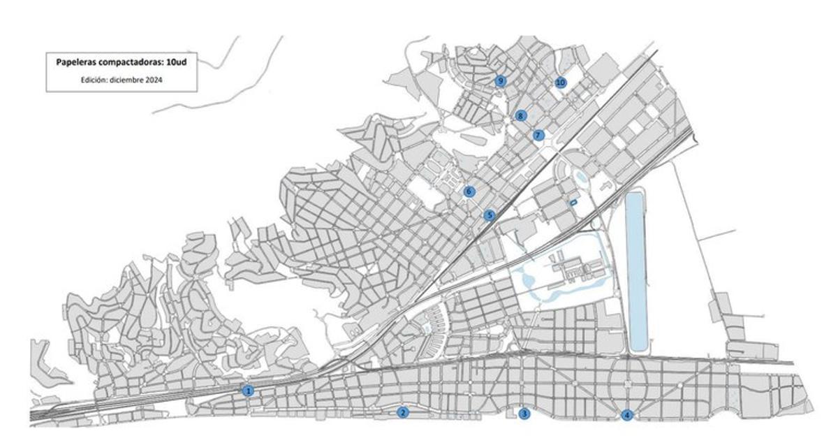 Mapa de papeleras inteligentes de Castelldefels.