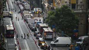 La Via Laietana, cortada parcialmente en el día sin coches del 2017.