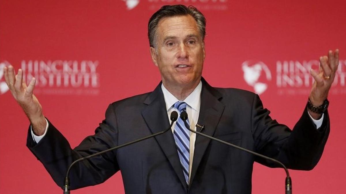 Mitt Romney durante su discurso en Utah criticando a Trump.