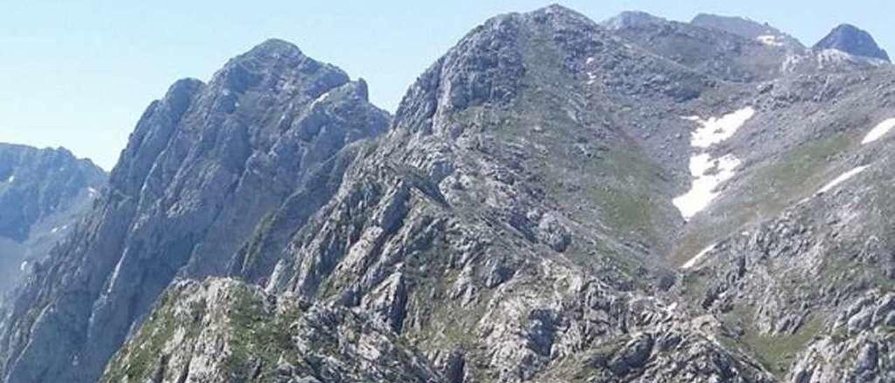 María Delgado mira con unos prismáticos en busca de gorriones alpinos en el parque natural de Las Ubiñas-La Mesa.